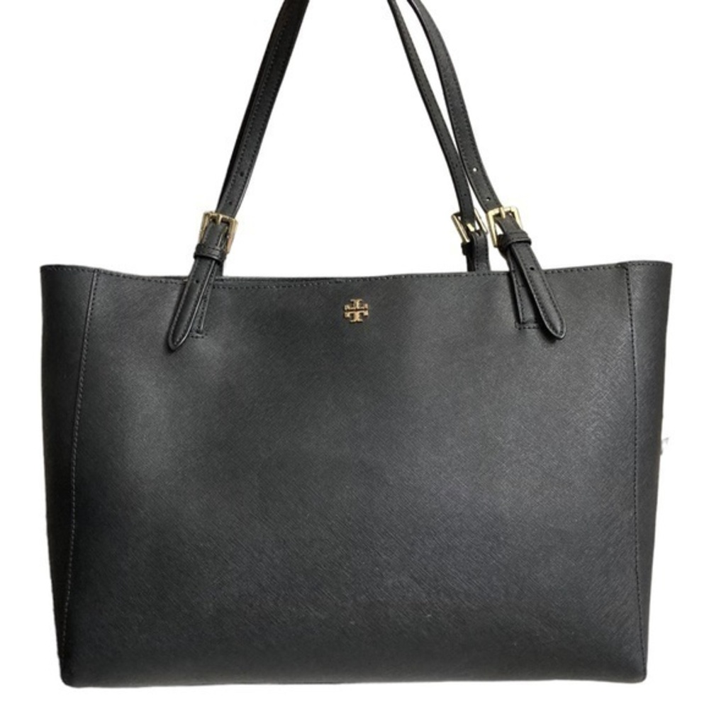 Tory Burch black saffiano leather laptop tote bag